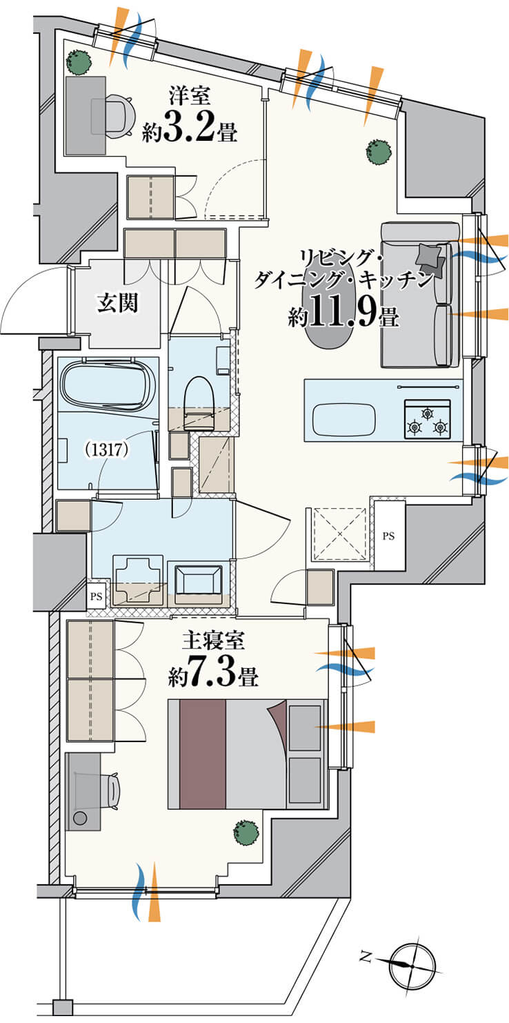 50B TYPE ： 2LDK